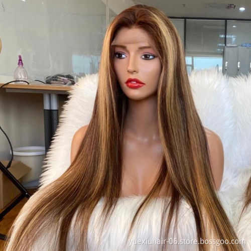 Ombre Color 1B/27 Silky Straight Remy Human Hair Wigs 250% Density 5x5 13x6 HD Full Transparent Lace 40INCH Wig Vendor Wholesale